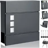 Monzana Designerbrievenbus - Inkijkraam - Antraciet