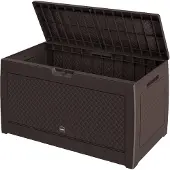 Deuba Opbergbox 310L UV-Bestendig Weerbestendig Wielen Tuinbox Vlechtwerk Bruin