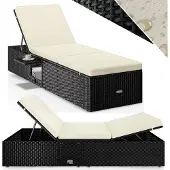 Casaria Polyrotan ligbed Zwart/Crème 200x58x33cm
