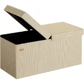 Casaria Opbergbank Beige 76x38x38cm met opbergvak opvouwbaar