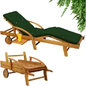 Casaria Ligbed Tami Sun acaciahout incl kussen Groen
