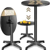 Casaria Statafel Set van 2 Zwart alu Ø60cm inklapbaar, in hoogte verstelbaar