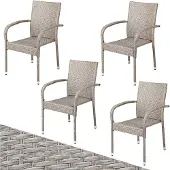 Casaria Polyrotan Tuinstoel Comfort 4 stuks Crème