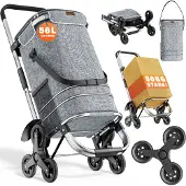 Monzana 2in1 Boodschappentrolley 30kg Inklapbaar Afneembare Tas 6 wielen Grijs