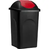Stefanplast Vuilnisbak met Klapdeksel – 60Liter Kunststof – Zwart Rood