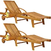 Casaria Ligstoelset – Inklapbaar & Verstelbaar – 195,5 x 69 x 85 cm – Bruin