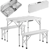 Casaria Campingtafel 3-delig Wit Aluminium Inklapbaar