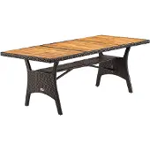 Casaria Polyrotan Tuintafel Takeo Bruin 190x90x74cm Acacia