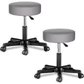 Casaria Verstelbare Draaikruk - 46/60cm Zithoogte – 2 Stuks Grijs