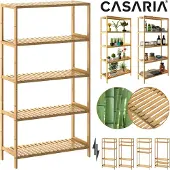 Casaria Staande plank Badkamerkast Bamboe 130x60x26cm in hoogte verstelbare planken