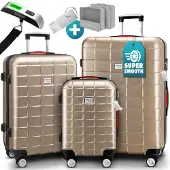 Monzana Reiskoffers 3-delige Exopack Champagne ABS toebehoren