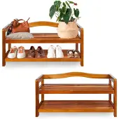Casaria Schoenrek set van 2 Acaciahout 2 planken
