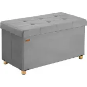 Casaria Opbergbank Grijs Fluweel 76x38x42cm opvouwbaar