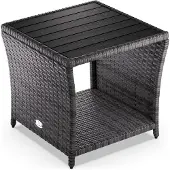 Casaria Polyrattan Bijzettafel - WPC Tafelblad 45x45x40cm – Grijs