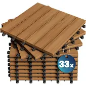 Casaria Houten tegel acaciahout FSC-gecertificeerd set van 33 30x30cm