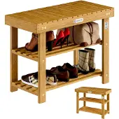 Casaria Schoenenrek 2in1 acaciahout FSC-gecertificeerd 70x33x46cm