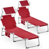 Casaria Ligbed Ibiza 2 stuks Rood Alu Zonnescherm