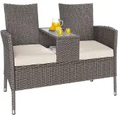 Casaria Polyrotan Tuinbank Crème 145x58x87cm