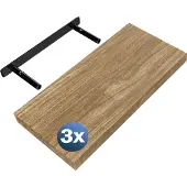 Casaria Wandplank Zwevend 3 Stuks Eik MDF 50x23x3,8cm