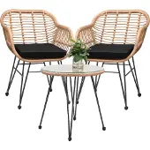 Casaria Polyrotan Tuinset Bali 3-delig Natuurkleuren/Zwart