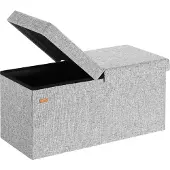 Casaria Zitbank met Opbergruimte - 80x40x40cm 100L Linnen Look – Lichtgrijs