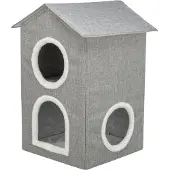 Trixie kattenmand/kattenhuis nora soft 2 verdriepingen lichtgrijs - 47x47x67 cm