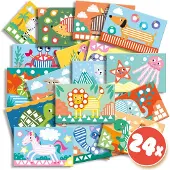 SES Creative – Ik Leer Plakken en Vormen Herkennen – Met 24 Knutselkaarten, 5 Rollen Gekleurde Tape en Stickers – Educatief Speelgoed vanaf 3 jaa