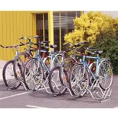 Mottez fietsenrek, 2 niveaus, voor 9 fietsen met bandbreedte tot 55 mm, B 590 x D 2380 x H 370 mm, staal, metaalgrijs