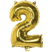 Boland - Folieballon '2' goud (36 cm) 2 - Goud - Cijfer ballon