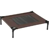 PawHut Verhoogd Hondenbed - Metaal - 76x61x18cm - Bruin
