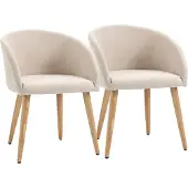 HOMCOM -Eetkamerstoel-Schuim-55x56x74cm-Beige