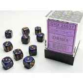 Chessex Golden Cobalt Speckled D6 12mm Dobbelsteen Set (36 stuks)