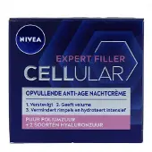Nivea CELLular Expert Filler Anti-Age Nachtcrème voor Vrouwen - Alle Huidtypes - Crème met Hyaluronzuur en Foliumzuur - Hydraterend en Anti-Rimpel Effect - 50 ml
