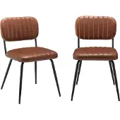 CALICOSY Lot de 2 chaises de séjour marron l56 cm sparte