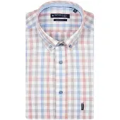 Giordano Normale fit rood blauw ruitjes overhemd