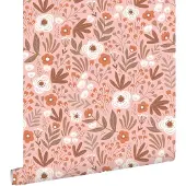 ESTAhome behang bloemetjes terracotta roze - 50 x 900 cm - 131069