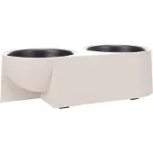 Flamingo Voerbak hond - drinkbak hond - 2x750ml - Duo Dinner Kana Beige & Zwart - dubbele voer- en drinkbak met houder