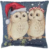 Emme Kussenhoes Christmas Owls - Kerst uilen - Met glitterdraad
