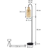 LINDBY Vloerlamp Venora, zwart, Woon-/ Eetkamer, metaal, vloerlamp
