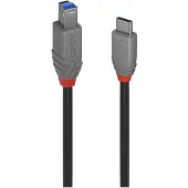 Lindy 36666 1 meter USB 3.2 Type C naar Type B kabel, Anthra Line
