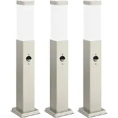 vidaXL Bolderverlichting met sensor 3 stuks 50 cm RVS IP44