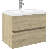 vidaXL 2-delige Badkamermeubelset keramiek en bewerkt hout