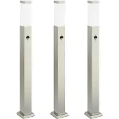 vidaXL Bolderverlichting met sensor 3 stuks 80 cm RVS IP44
