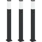 vidaXL Bolderverlichting met sensor 3 stuks 80 cm Zwart IP44