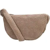 Merkloos Teddy Schoudertas 34x21cm taupe taupe Imitatiebont Tas