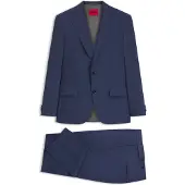 HUGO Driedelig slim-fit popeline pak van een wolmix Maat 106