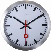 Nextime Station – Wandklok/Tafelklok – 19 cm – Geborsteld Aluminium – Wit