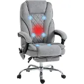 Vinsetto -Bürostuhl mit Massagefunktion-Polyester, Stahl-72L x 67B x 111-119H cm-Grau