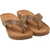 Lazamani Slippers Dames Goud Leer Maat 42