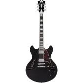 D'angelico Premier DC Black Flake Stopbar semi-akoestische gitaar met gigbag